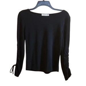 Andria Lieu Collection Black Pull String Long Sleeve Blouse Top
